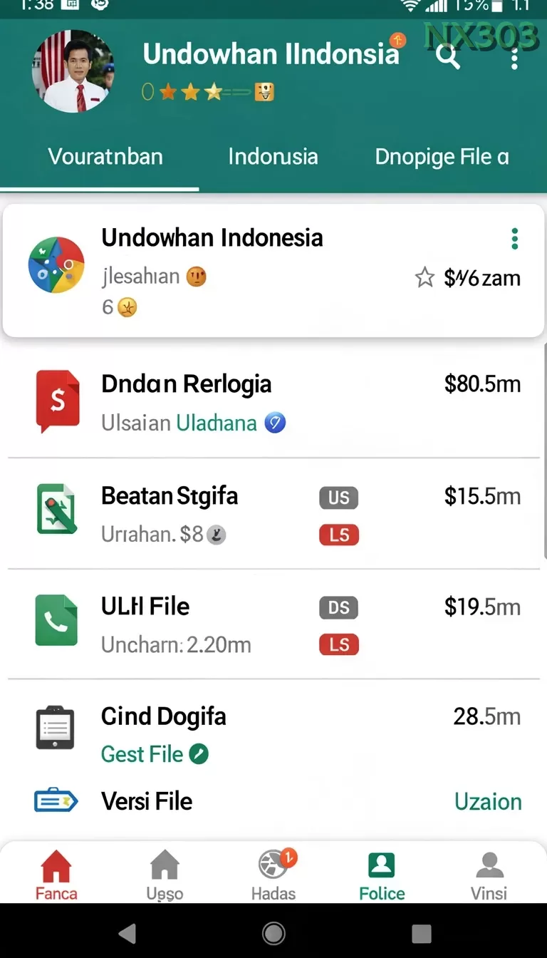Cuplikan layar AA666 — menu navigasi