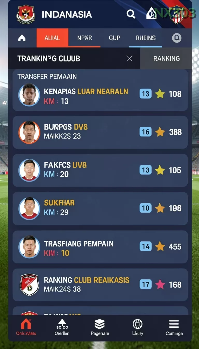 Cuplikan layar MAMI188 — menu navigasi